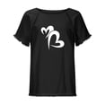thumbnail image 4 of Blusa de manga corta con estampado regular de flecos y cuello redondo de algodón y cáñamo para mujer OAVQHLG3B Store  lin121212, 4 of 5