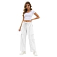 thumbnail image 6 of Linen Barrel Pants Women Drawstring High Waisted Wide Leg Trousers Summer Lounge Pants with Pockets Boho Beach Pant, XL, 6 of 7
