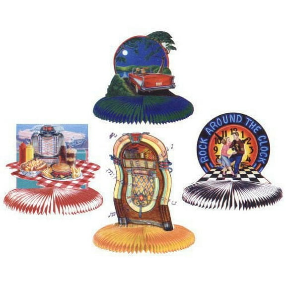 I Love Rock and Roll Mini Honeycomb Centerpieces (4ct)