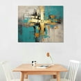 thumbnail image 2 of ARISTURING Teal Grey Canvas Wall Art: Blue Gray Abstract Picture for Living Room, Framed Turquoise Gold Painting Bedroom Office Home Decoration, 2 of 4