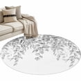 thumbnail image 2 of Round Area Rug 3 Ft, Eucalyptus Leaves Washable Non-Slip Circle Carpet for Living Room/Bedroom, Grey Summer Botanical Weeping Low-Profile Small Floor Mats Collection Rugs for Indoor, 2 of 7