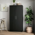 thumbnail image 3 of Prepac Elite Accent Cabinet with Panel Doors, Black Storage Cabinet, Bathroom Cabinet, Pantry Cabinet with 3 Shelves 16.75" D x 32" W x 65" H, BSCR-1001-1, 3 of 11