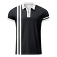 thumbnail image 4 of Polo Shirts For Men Summer Striped Print Turn Down Collar Short Sleeve Tops, 4 of 4