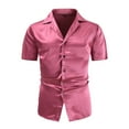 thumbnail image 3 of Jalioing Men's Silk Shirts Short Sleeve Button Down Collared Satin Blouses Summer Casual Fashion Shirts Clubwear, 3 of 7