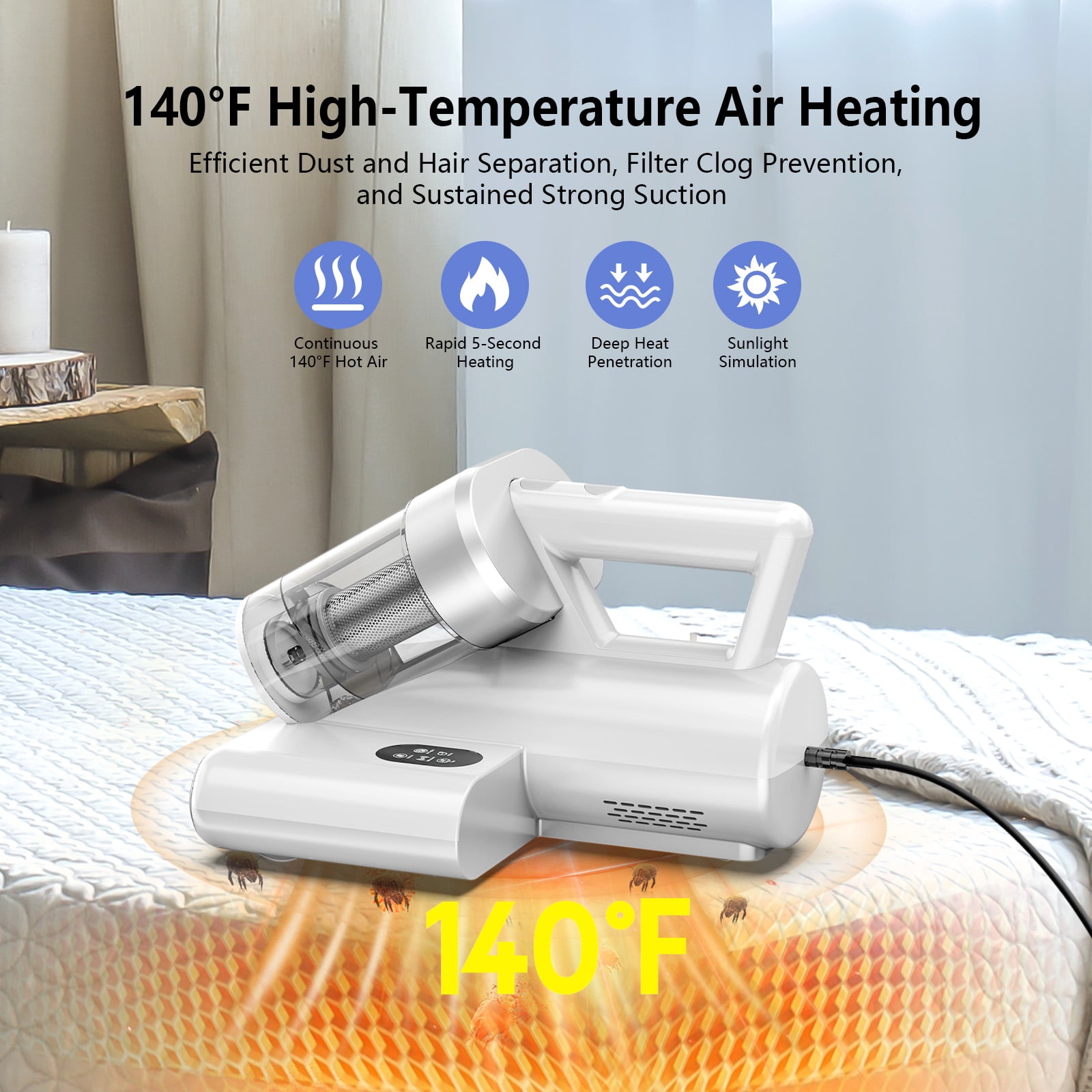 ONSON 16Kpa Handheld Mattress Vacuum Cleaner, UV Light for Deep Cleaning Beds & Sofas