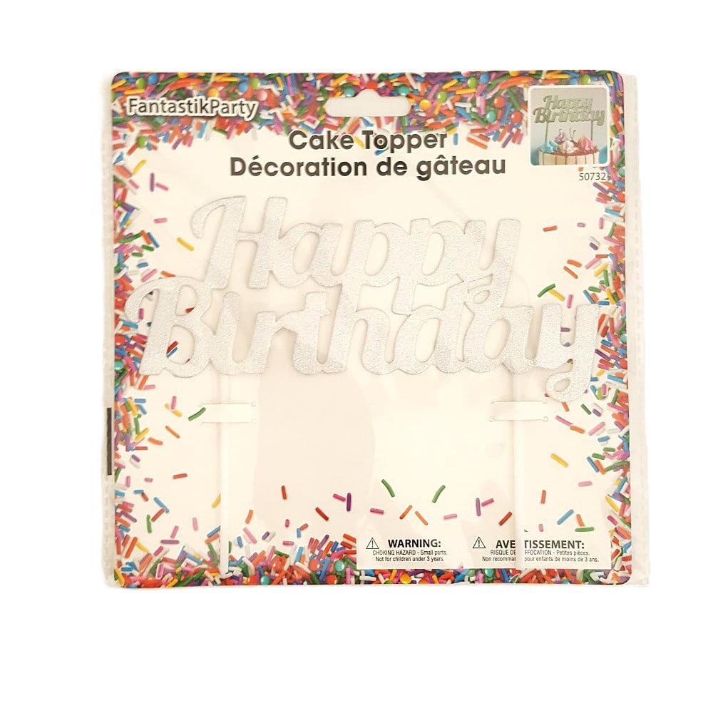 Fantastik Party Cake Top Silver Paper, FANTASTIK PARTY CAKE TOP SILVER HBD