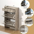 thumbnail image 6 of Shoe Cabinet with 2 Flip Drawers & 2 Storage Drawers, Farmhouse Narrow Shoe Organizer Cabinet, Slim Shoe Rack Cabinet, Shoe Storage Cabinet for Entryway, Hallway, Front Door, 6 of 9