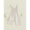 thumbnail image 6 of Loicainy Baby Toddler Girl Plaid Jumpsuit 6 12 18 24 Months 2T 3T 4T Ruffle Sleeveless Smocked Romper Suspender Pants Summer Outfit, 6 of 10