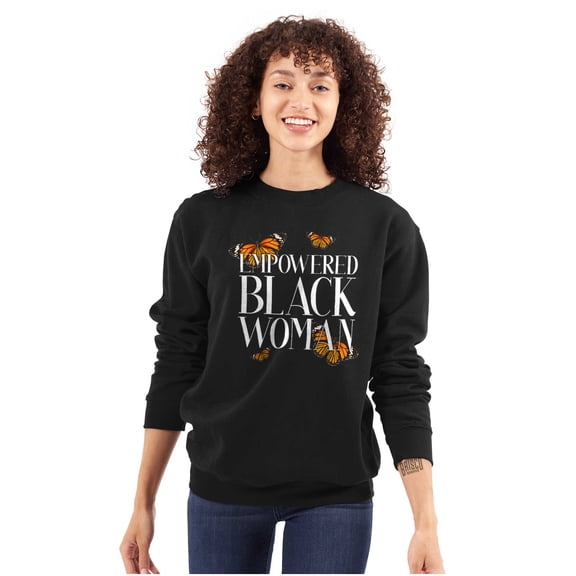 Empowered Black Woman Butterflies Women Crewneck Sweatshirt Brisco Brands S