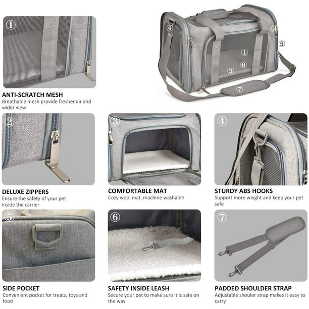 Cat Carrier Pet Carrier Airline Approved Pet Carrier Bag Collapsible Dog Carrier for Small Medium Cats Dogs Puppies Kitten