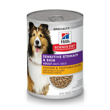 Hill's Science Diet (Spend $20, Get $5) Adult Sensitive Stomach & Skin Canned Dog Food, Chicken & Vegetable Entrée, 12.8 oz, 12 Pack wet dog food-See description for rebate
