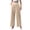 Brown, variant on Fitness Clothing Women's Linen Blend Wide Leg Pants Elastic Drawstring Waist Casual Summer Beach Pants with Pocket Green XL
