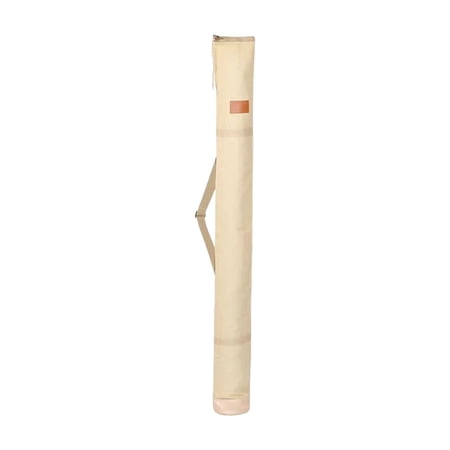 Canvas Fishing Rod Storage Bag Khaki 55.12 Inch Long Cylindrical Carry Case For Outdoor Fishing Gear