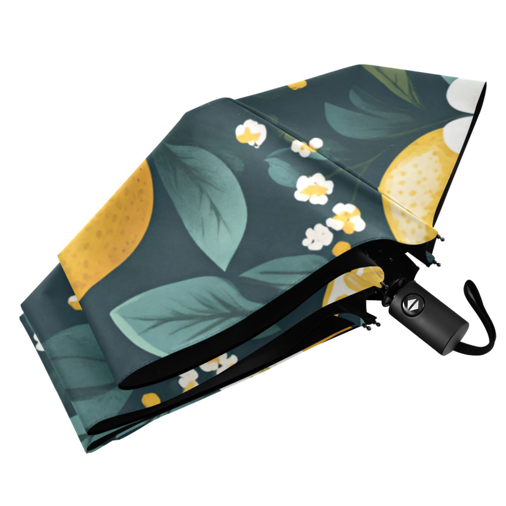FORMRS Travel Umbrella Folding Auto Open Close Windproof Rain UV Protection, Yellow Lemons