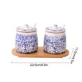 thumbnail image 3 of Blue Flower Pattern Sugar Bowl With Lid And Spoon, 430ml(15oz)ceramic Sugar Storage Jar, Porcelain Sugar Pot, For Coffee Bar, Restaurant, Home-Blue2-2 set, 3 of 6
