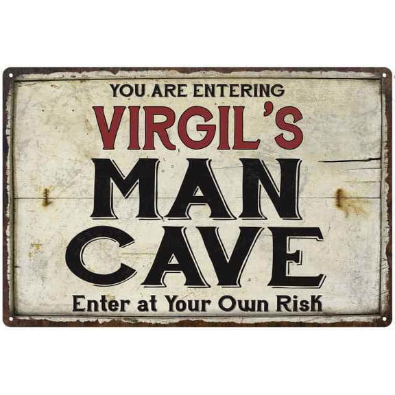 VIRGIL'S Man Cave Sign Rustic 8 x 12 High Gloss Metal 208120035286