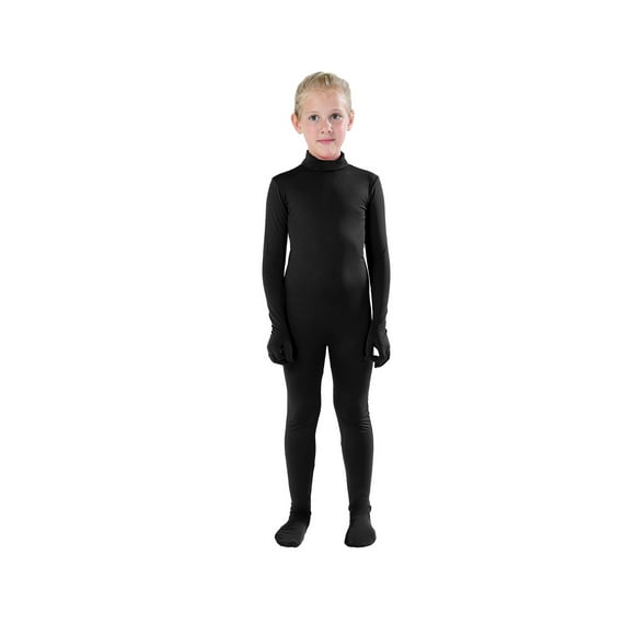Full Bodysuit Kids Dancewear Spandex Zentai Child Unitard (Large, Black)