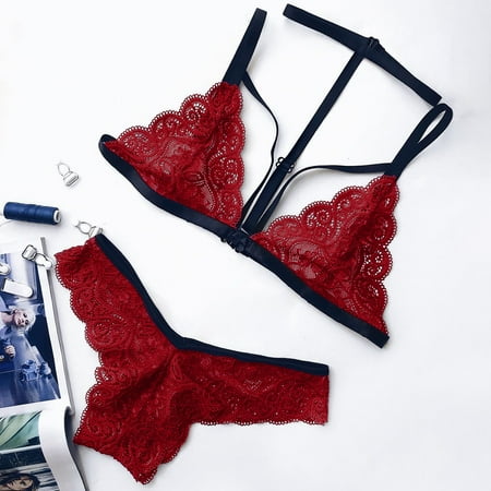 

Valentine s Day Gifts! S LUKKC LUKKC Womens Pajama Sets Plus Size Two Piece Bodysuit Sleepwear Sets Sexy Babydoll Lingerie Lace Spaghetti Strap Bra and Panty Loungewear Nightwear