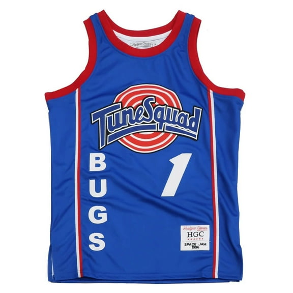 Bugs Bunny Tune Squad Space Jam Men's Headgear Classics Embroidered Basketball Jersey - Blue (Small)