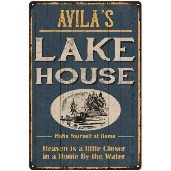 AVILA'S Lake House Blue Cabin Home Decor 8 x 12 High Gloss Metal 208120038421