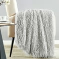 thumbnail image 3 of JONIYEAR Decorative Plush Fluffy Feather Faux Fur Throw Blanket for Couch Sofa 50" x 60", Extra Soft Long Hair Shaggy Fuzzy Blanket, Double Sided Luxury Warm Furry Blanket for Gift Wedding Bed, Grey, 3 of 9