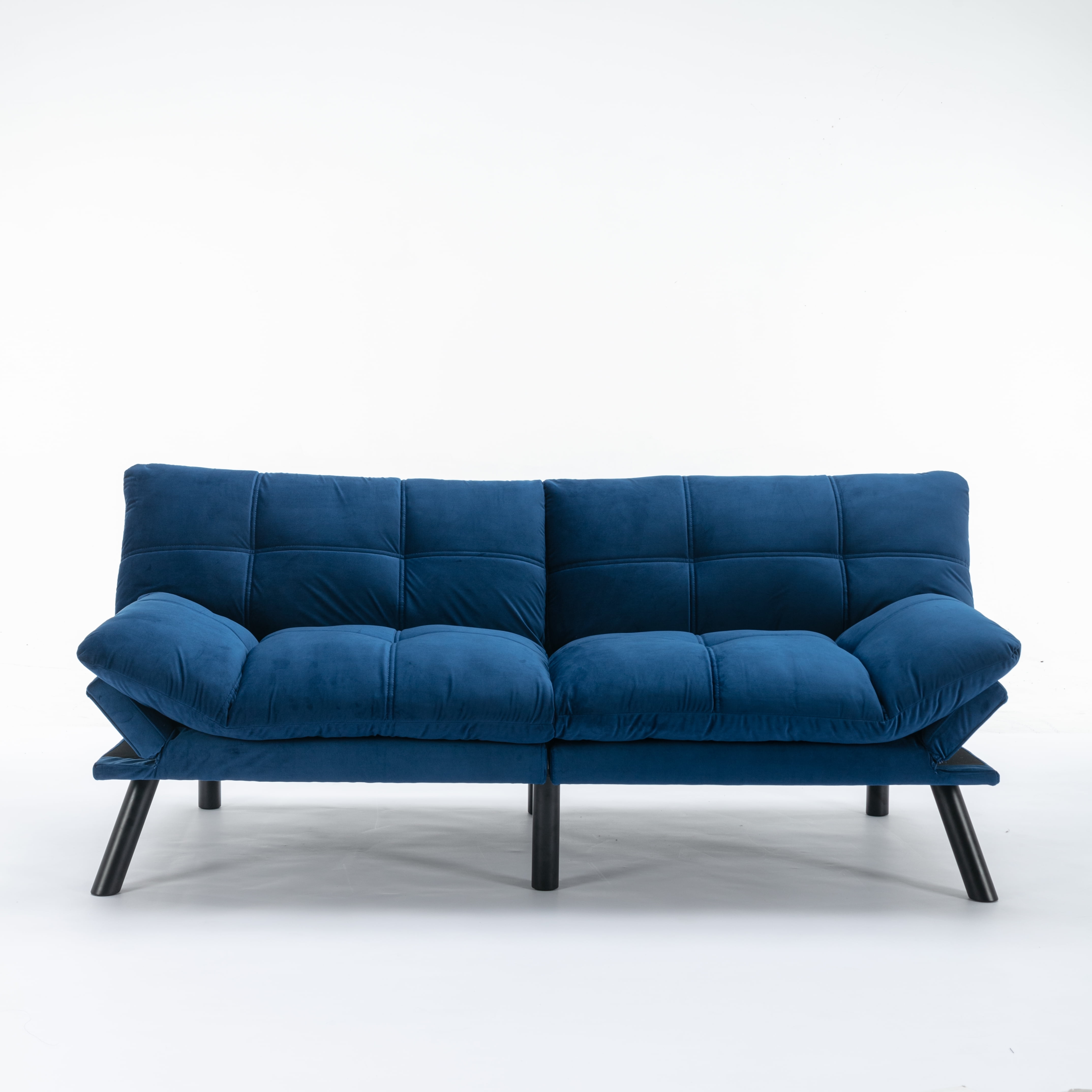 Convertible Folding Sofa Bed, Adjustable Armrest and Backrest, Navy Blue, 70.87 Inch Length, Upholstered Fabric, 2-Seater, Modern Design for Small Living Room Bedroom Apartment Office