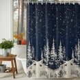 thumbnail image 3 of Xmas Reindeer Christmas Tree Winter Snowflakes Shower Curtain for Bathroom, Black Beige Waterproof Shower Curtains Washable Quick Dry with Hooks Bathtub Curtains 72x72IN, 3 of 9