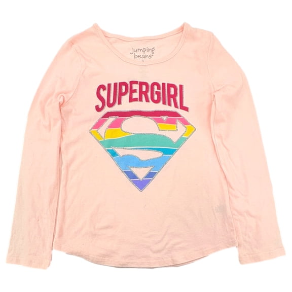 DC Comics Girls Black Superman Logo Long Sleeve T-Shirt M (7-8)