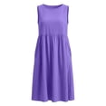 thumbnail image 5 of WRKEKC Casual Dresses for Women Solid Crew Neck Sleeveless Linen Cotton Pockets Midi Versatile Casual Wear Chic, 5 of 9