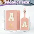 thumbnail image 2 of Uxcell Passport Holder for Travel, Initial Passport Cover and Luggage Tag Set with Alphabet Chenille Letter Patch Pink A, 2 of 7
