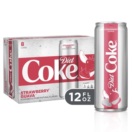 Diet Coke Strawberry Guava Diet Soda Soft Drinks, 12 fl oz, 8 Pack