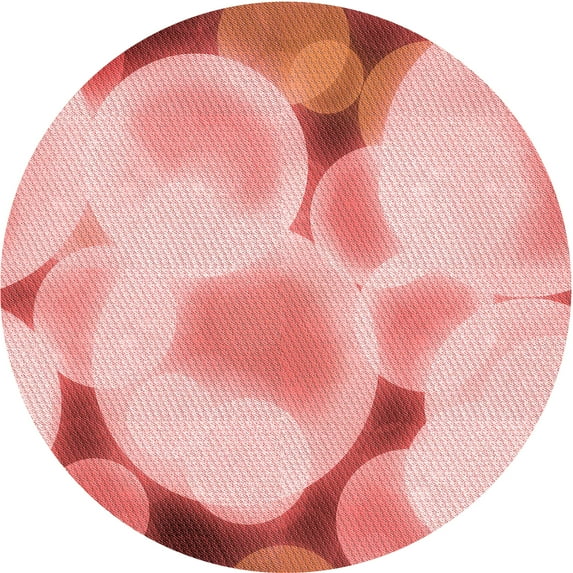 Ahgly Company Machine Washable Indoor Round Transitional Grapefruit Red Area Rugs, 7' Round