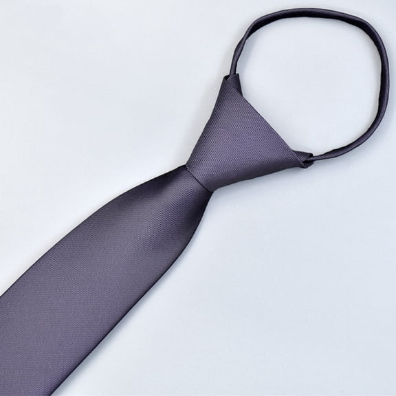 LOLIPPYY Men's Pre-tied Zipper Tie 1 Piece Solid Color Polyester Silk for Wedding and Formal Events