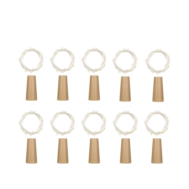 Cadena de lámpara Irfora 4.5 V 1.2 W 2 metros 20 LED Cable de cobre Luz de cuerda de hadas Paquete de 10 Multicolor Twistable Plegable Plegable Tapón de la botella Atmósfera Lámpara IP65 Resistencia a Irfora Cadena de lámpara