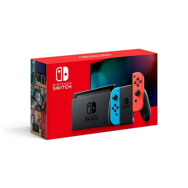 Restored Nintendo Switch Console with Neon Blue & Red Joy-Con