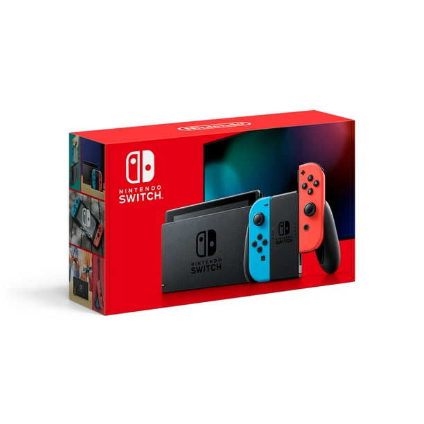 Nintendo Switch Console with Neon Blue & Red Joy-Con.