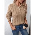 thumbnail image 5 of Sweaters for Women Casual Solid Long Sleeve Button Down Chunky Knit Hooded Sweaters Khaki S, 5 of 8