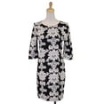 thumbnail image 2 of Everly Classic Black And White Damask Printed Three Quarter Sleeved Dress, 2 of 5