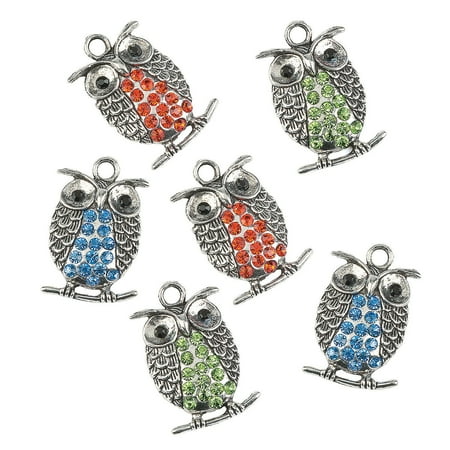 Craft Supplies For Adults Fun Express - Rhinestone Metal Owl Charms for Fall - Craft Supplies - Adult Beading - Charms - Fall - 6 Pieces ()