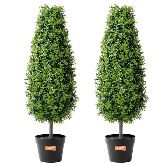2-Pack 3ft Artificial Boxwood Topiary Ball Trees, UV Resistant Faux Plants for Indoor Outdoor Home Garden Decor (Green)