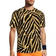 thumbnail image 3 of Black And Gold Zebra T-Shirt Men Animal Print Awesome Running T-Shirts Quick dry Summer No, 3 of 5