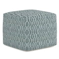 thumbnail image 1 of SIMPLIHOME Graham Square Pouf, Footstool, Upholstered in Patterned Teal, Natural Hand Woven Cotton, for the Living Room, Bedroom and Kids Room, Transitional, Modern, 1 of 5