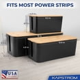 thumbnail image 2 of Cable Organizer Boxes, Kit of 3 Black Management Boxes Size Small, Medium & Large W/ Lids & Cable Clips by KapStrom, 2 of 7