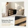 thumbnail image 2 of Rattan Nightstand, 3 Drawer Black Dresser with Natural Rattan Panels & Gold Handles, 27" Tall Modern Bedroom Furniture, 275 lbs Weight Capacity, Sturdy Wood Legs, 2 of 9