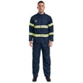 thumbnail image 3 of vastwit Mens Firefighter Fireman Outfits Long Sleeve Jacket Coat and Belt Plastic Helmet Set Navy Blue 170, 3 of 6
