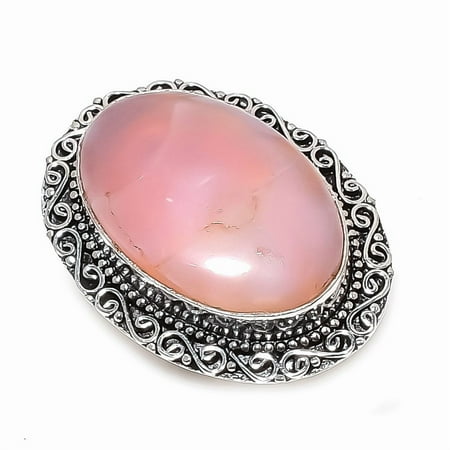 Natural Pink Opal Gemstone 925 Sterling Silver Jewelry Ring Size 6.5