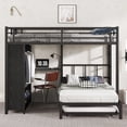 thumbnail image 3 of Multifunctional Metal Twin over Full Bunk Bed with Trundle, Built-in Closet & Folding Desk, Space Saving Design,Easy Assembly,Black, 3 of 10