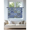 thumbnail image 4 of Sheer Curtains 54 Inch Length, Vintage Boho Semi Sheer Curtains Light Filtering Window Treatment, Middle Century Bohemia Style Patchwork Blue Privacy Voile Drapes for Living Room Bedroom 52x54 Inch, 4 of 7