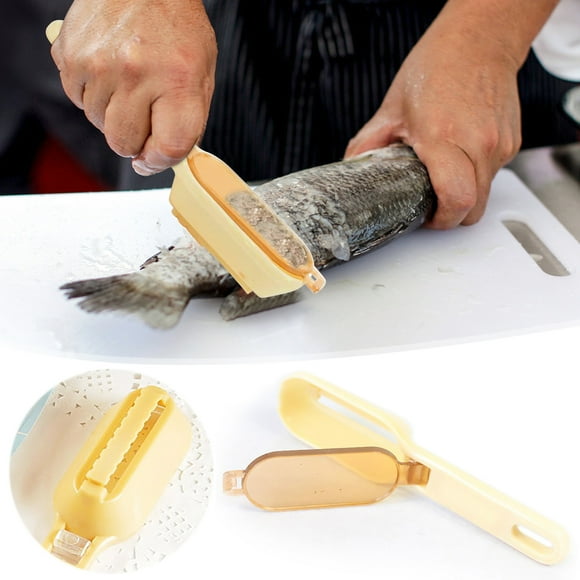 WKWeiS Fish Handling Tools Skin Scraper Brush, Fish Handling Cleaning Skin Scraper, Safe and Good to Use, Doesn'T Hurt Your Hands, Yellow Todays Clearance Deal