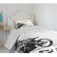 thumbnail image 4 of Ambesonne Inspirational Quilted Bedspread Set 2 Pcs, Motocross Racer, Twin Size, Black White, 4 of 6